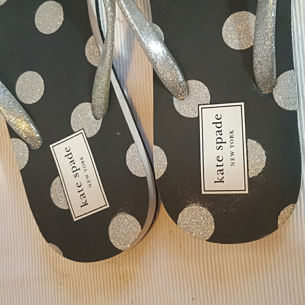 Kate Spade Silvery Polka Dot Flip Flops - Picture 3 of 5